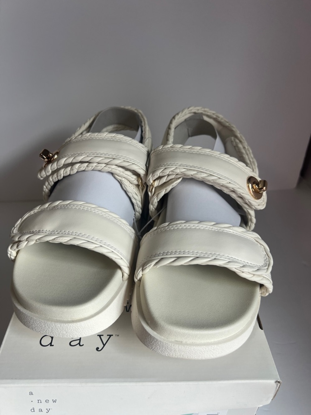a new day Cream Braided-Strap Platform Sandals